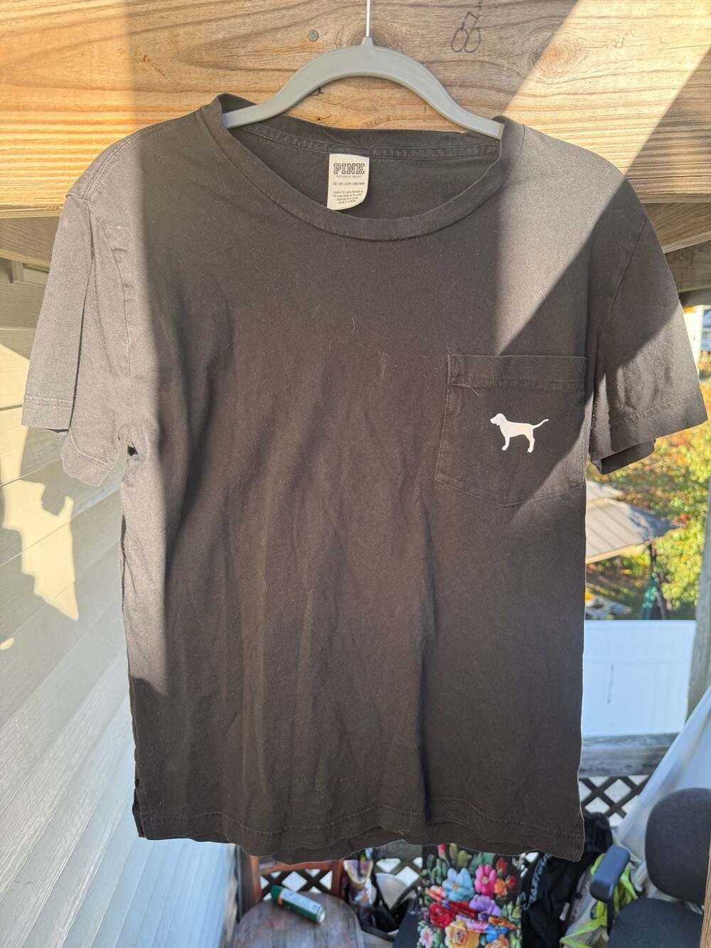 Pink Victoria's Secret Pocket T-Shirt Size XS Black